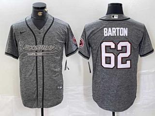 Men's NFL Tampa Bay Buccaneers #62 Graham Barton Grey Gridiron With Patch Cool Base Stitched Baseball Jersey