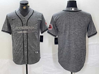 Men's NFL Tampa Bay Buccaneers Blank Grey Gridiron With Patch Cool Base Stitched Baseball Jersey