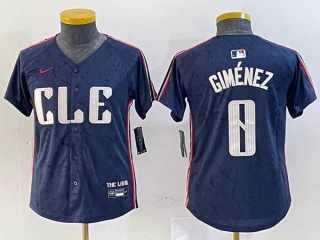 Women's MLB Cleveland Guardians #0 Andres Gimenez Nike Navy 2024 City Connect Limited Stitched Jersey