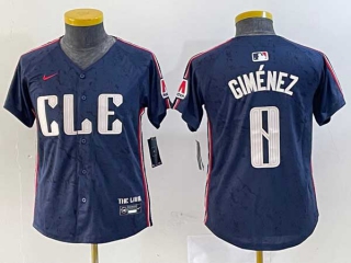 Women's MLB Cleveland Guardians #0 Andres Gimenez Nike Navy With Patch 2024 City Connect Limited Stitched Jersey