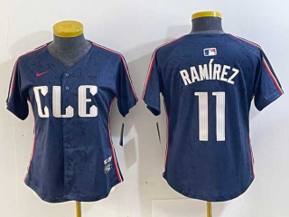 Women's MLB Cleveland Guardians #11 Jose Ramirez Nike Navy 2024 City Connect Limited Stitched Jersey