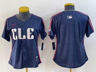 Women's MLB Cleveland Guardians Blank Nike Navy With Patch 2024 City Connect Limited Stitched Jersey