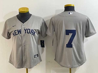 Women's MLB New York Yankees #7 Mickey Mantle Grey Field of Dreams Cool Base Stitched Jersey