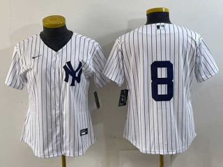 Women's MLB New York Yankees #8 Yogi Berra White Stitched Nike Cool Base Throwback Jersey