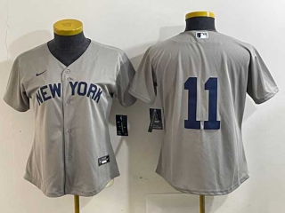 Women's MLB New York Yankees #11 Anthony Volpe Grey Field of Dreams Cool Base Stitched Jersey