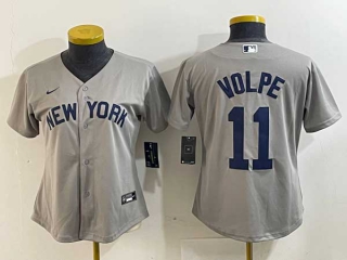 Women's MLB New York Yankees #11 Anthony Volpe Grey Field of Dreams Cool Base Stitched Jerseys