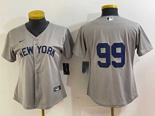 Women's MLB New York Yankees #99 Aaron Judge Grey Field of Dreams Cool Base Stitched Jersey