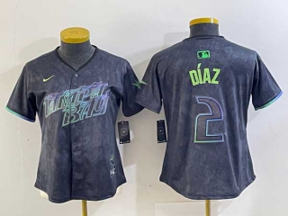 Women's MLB Tampa Bay Rays #2 Yandy Diaz Charcoal 2024 City Connect Limited Cool Base Jersey