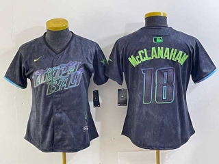 Women's MLB Tampa Bay Rays #18 Shane McClanahan Charcoal 2024 City Connect Limited Cool Base Jersey