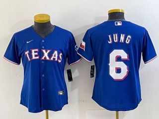 Women's MLB Texas Rangers #6 Josh Jung Blue Stitched Cool Base Nike Limited Jersey