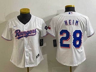 Women's MLB Texas Rangers #28 Jonah Heim White 2024 Gold Collection Limited Cool Base Jersey