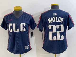 Women's MLB Cleveland Guardians #22 Josh Naylor Navy 2024 City Connect Nike Limited Stitched Jersey