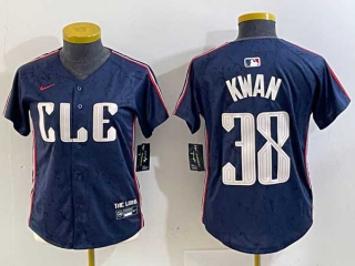 Women's MLB Cleveland Guardians #38 Steven Kwan Navy 2024 City Connect Nike Limited Stitched Jersey