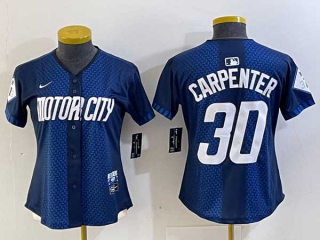 Women's MLB Detroit Tigers #30 Kerry Carpenter 2024 Navy City Connect Cool Base Limited Nike Stitched Jersey