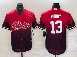 Men's NFL San Francisco 49ers #13 Brock Purdy Red Black Stitched Baseball Nike Jersey