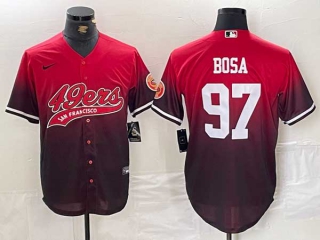 Men's NFL San Francisco 49ers #97 Nick Bosa Red Black Stitched Baseball Nike Jersey