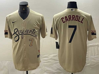 Men's MLB Arizona Diamondbacks #7 Corbin Carroll Gold Number 2021 Gold City Connect Cool Base Stitched Jersey