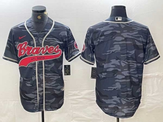 Men's MLB Atlanta Braves Blank Gray Camo Cool Base With Patch Stitched Nike Baseball Jersey