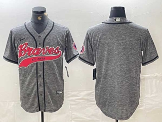 Men's MLB Atlanta Braves Blank Grey Gridiron Cool Base Stitched Nike Baseball Jersey