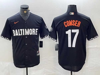 Men's MLB Baltimore Orioles #17 Colton Cowser Black City Connect Cool Base Nike Stitched Jersey