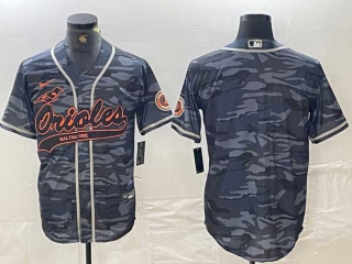 Men's MLB Baltimore Orioles Blank Gray Camo Cool Base Nike Stitched Jersey