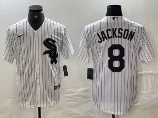 Men's MLB Chicago White Sox #8 Bo Jackson White Pinstripe Stitched Cool Base Nike Jersey