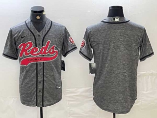 Men's MLB Cincinnati Reds Blank Grey Gridiron Cool Base Stitched Nike Baseball Jersey