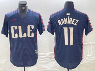 Men's MLB Cleveland Guardians #11 Jose Ramirez Navy 2024 City Connect Limited Nike Stitched Jersey