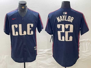 Men's MLB Cleveland Guardians #22 Josh Naylor Navy 2024 City Connect Limited Nike Stitched Jersey