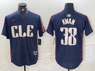 Men's MLB Cleveland Guardians #38 Steven Kwan Navy 2024 City Connect Nike Limited Stitched Jersey