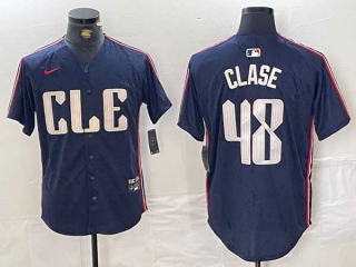 Men's MLB Cleveland Guardians #48 Emmanuel Clase Navy 2024 City Connect Nike Limited Stitched Jersey