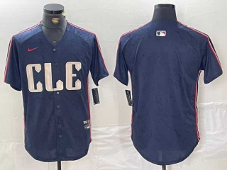 Men's MLB Cleveland Guardians Blank Navy 2024 City Connect Limited Nike Stitched Jersey