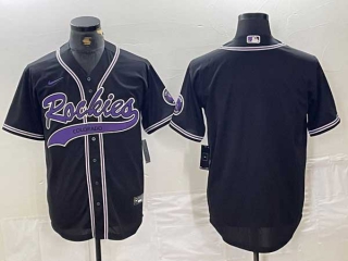 Men's MLB Colorado Rockies Blank Black With Patch Cool Base Stitched Nike Baseball Jersey