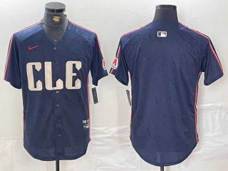 Men's MLB Cleveland Guardians Blank Navy With Patch 2024 City Connect Limited Nike Stitched Jersey