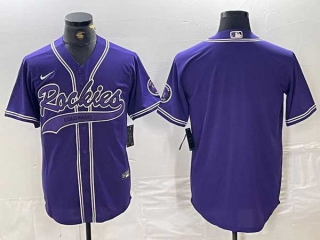 Men's MLB Colorado Rockies Blank Purple With Patch Cool Base Stitched Nike Baseball Jersey