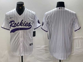 Men's MLB Colorado Rockies Blank White With Patch Cool Base Stitched Nike Baseball Jersey