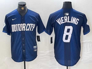 Men's MLB Detroit Tigers #8 Matt Vierling 2024 Navy City Connect Cool Base Limited Nike Stitched Jersey