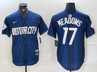 Men's MLB Detroit Tigers #17 Austin Meadows 2024 Navy City Connect Cool Base Limited Nike Stitched Jersey