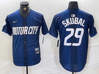 Men's MLB Detroit Tigers #29 Tarik Skubal 2024 Navy City Connect Cool Base Limited Nike Stitched Jersey