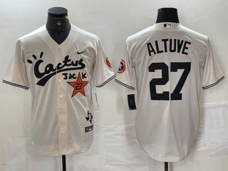 Men's MLB Houston Astros #27 Jose Altuve Cream Cactus Jack Vapor Premier Stitched Baseball Jersey