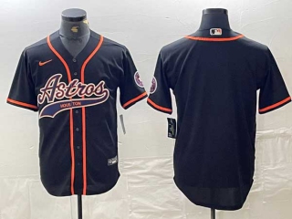 Men's MLB Houston Astros Blank Black With Patch Cool Base Stitched Nike Baseball Jersey