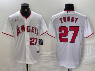 Men's MLB Los Angeles Angels #27 Mike Trout White Cool Base Stitched Nike Baseball Jersey