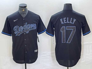 Men's MLB Los Angeles Dodgers #17 Joe Kelly Lights Out Black Fashion Stitched Cool Base Nike Jersey