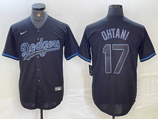 Men's MLB Los Angeles Dodgers #17 Shohei Ohtani Lights Out Black Fashion Stitched Cool Base Nike Jersey