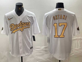 Men's MLB Los Angeles Dodgers #17 Shohei Ohtani White 2022 All Star Stitched Cool Base Nike Jersey