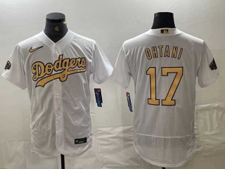 Men's MLB Los Angeles Dodgers #17 Shohei Ohtani White 2022 All Star Stitched Flex Base Nike Jersey