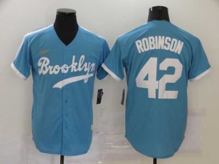Men's MLB Los Angeles Dodgers #42 Jackie Robinson Light Blue Throwback Cool Base Stitched Baseball Jersey