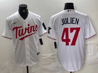 Men's MLB Minnesota Twins #47 Edouard Julien White Cool Base Nike Stitched Jersey