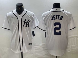 Men's MLB New York Yankees #2 Derek Jeter White Fashion Cool Base Stitched Nike Baseball Jersey