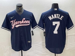 Men's MLB New York Yankees #7 Mickey Mantle Navy Cool Base Stitched Nike Baseball Jersey